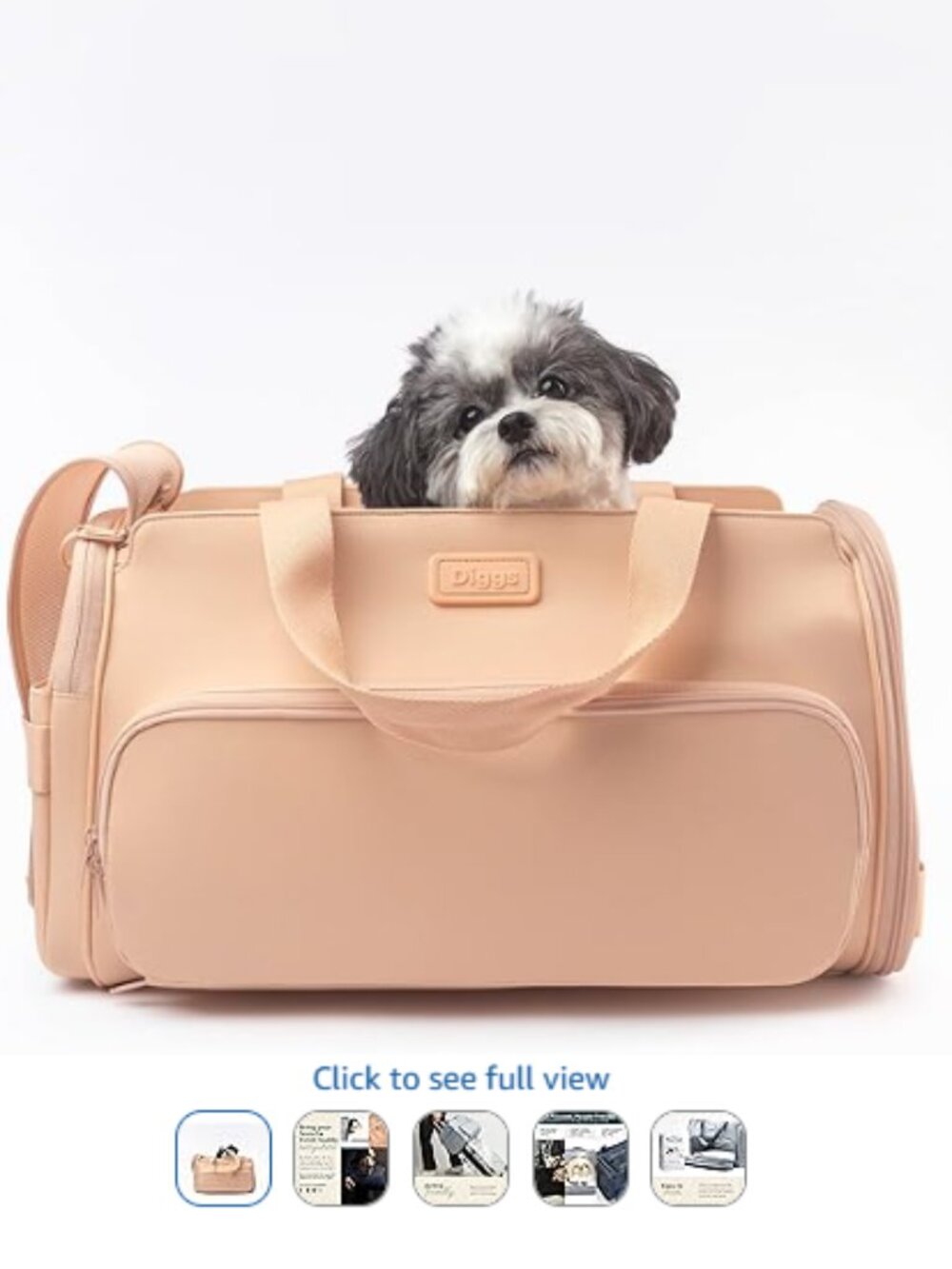 Diggs Travel Pet Carrier for Small Dogs and Cats with Shoulder Strap (Blush)